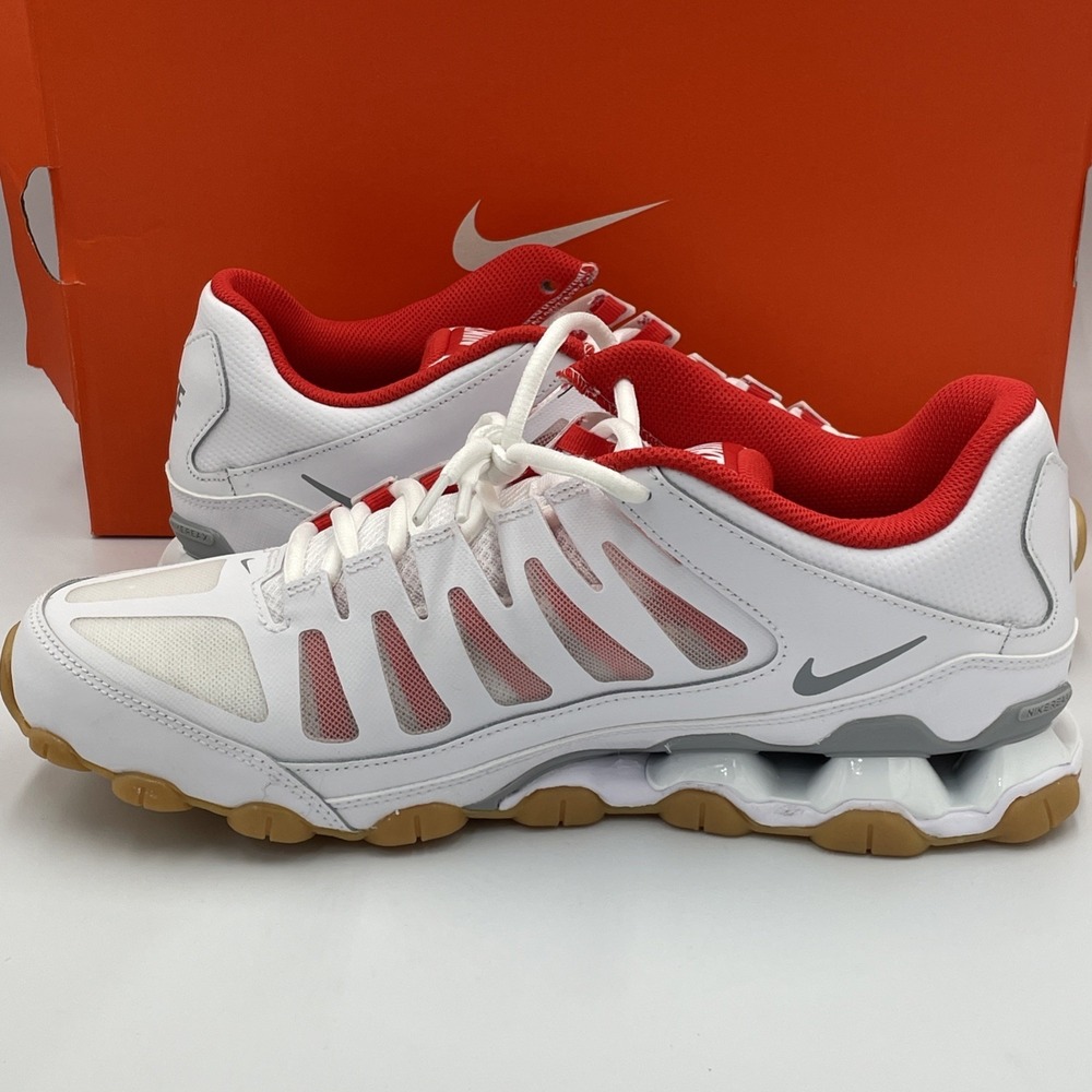 Nike Reax 8 TR Mesh Mens Training Shoes White Wolf Grey Red 621716-103 Size 9.5 - Picture 6 of 7